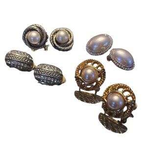 Vintage Clip-On Earrings includes a Napier Gold & Silver Pearl Bundle 1960s-80s